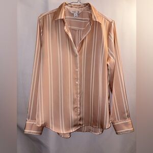 Old Navy Light Pink/Beige Striped Button-Down Shirt